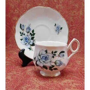 ROYAL DOVER BLUE ROSES CUP & SAUCER